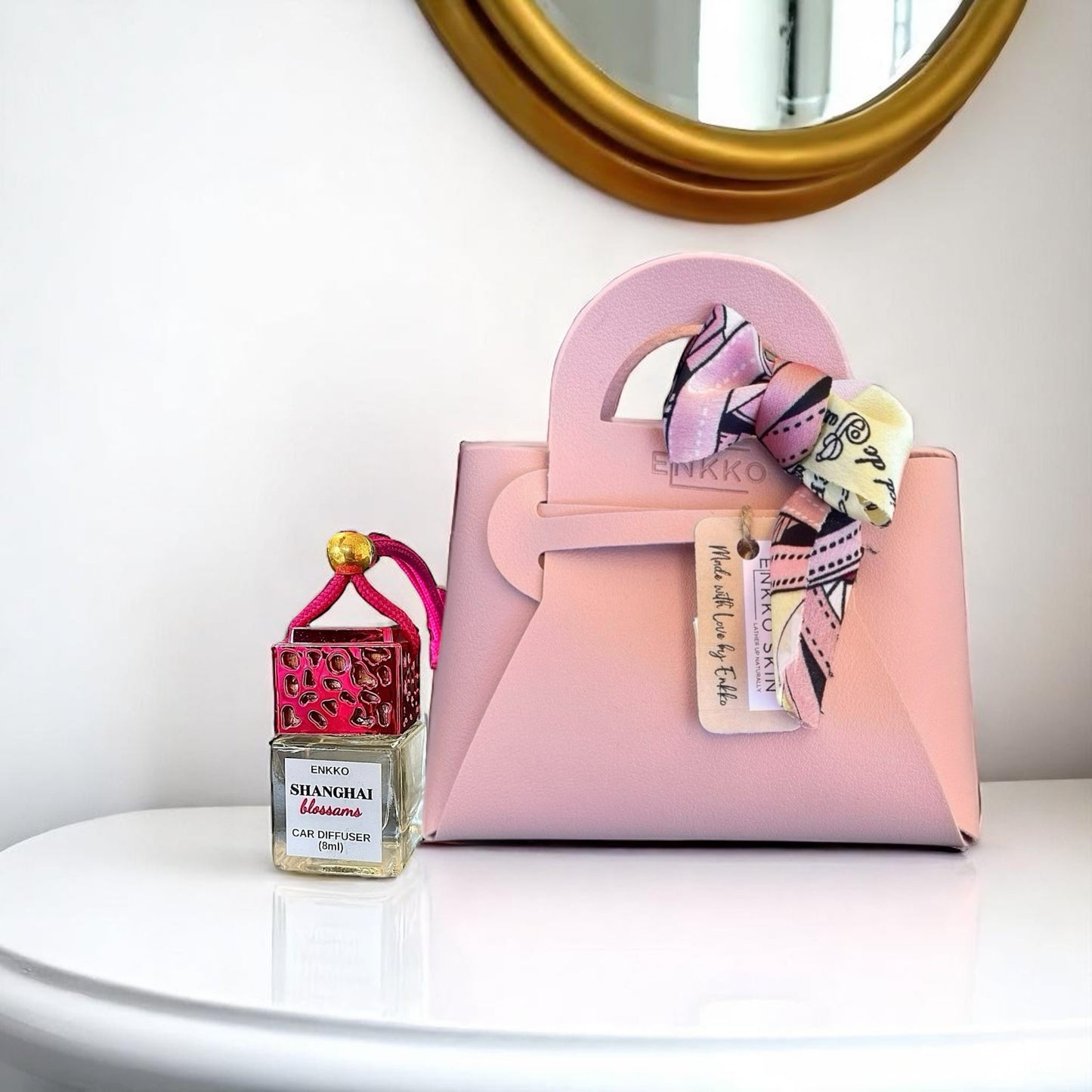 Blush Pink Gift Bag & Shanghai Blossoms Car Diffuser Set