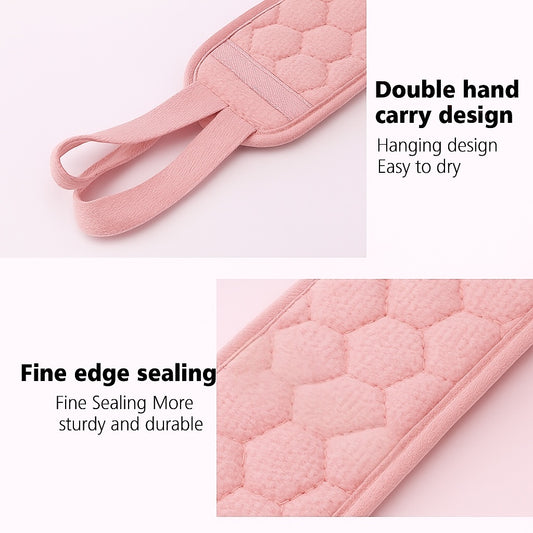 Deep Clean Spa Duo –– 2Pc Exfoliating Bath Glove & Back Scrubber Set –– Soft Pink