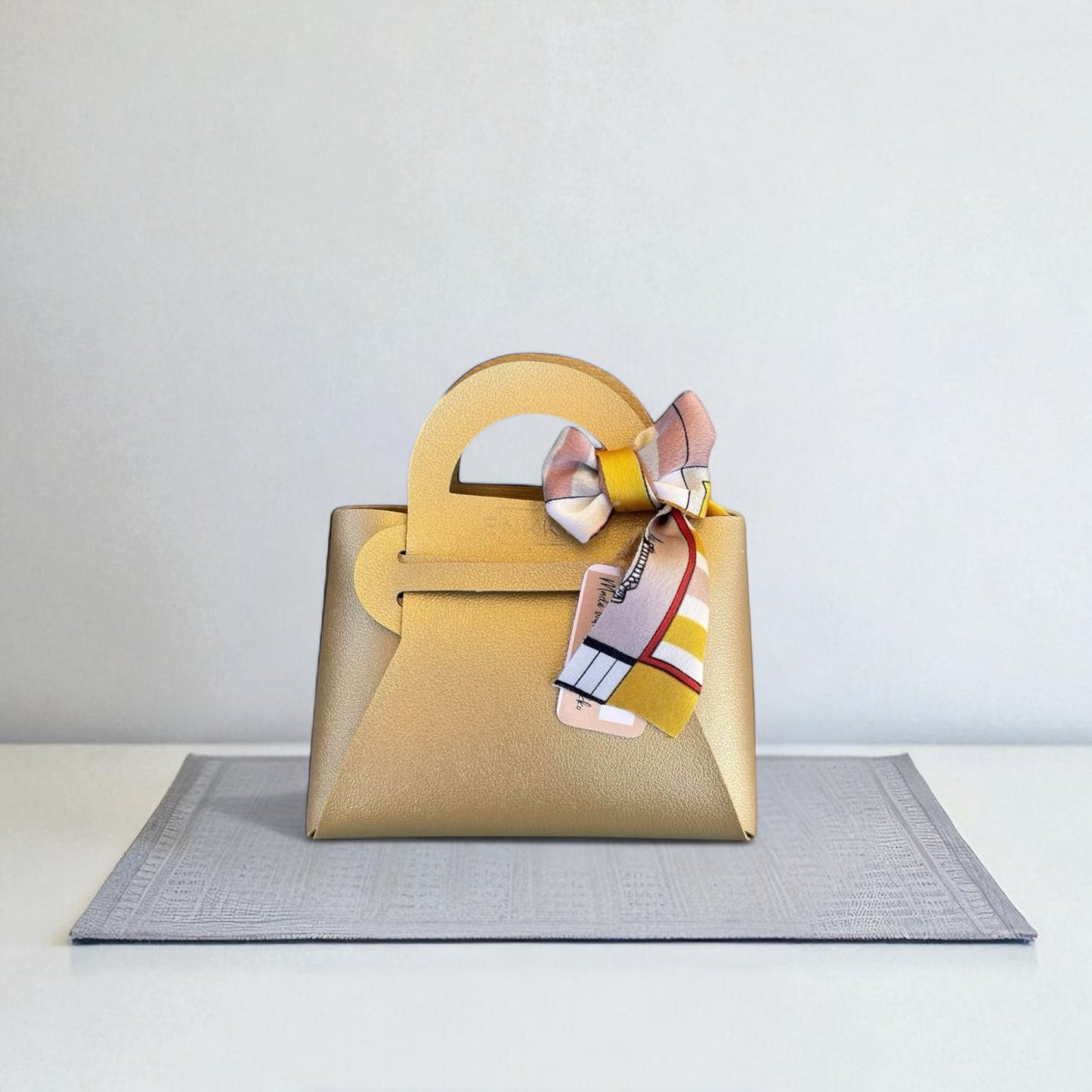 Faux Leather Mini Gift bag - Champagne Gold