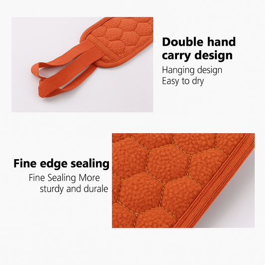 Deep Clean Spa Duo –– 2Pc Exfoliating Bath Glove & Back Scrubber Set –– Burnt Red