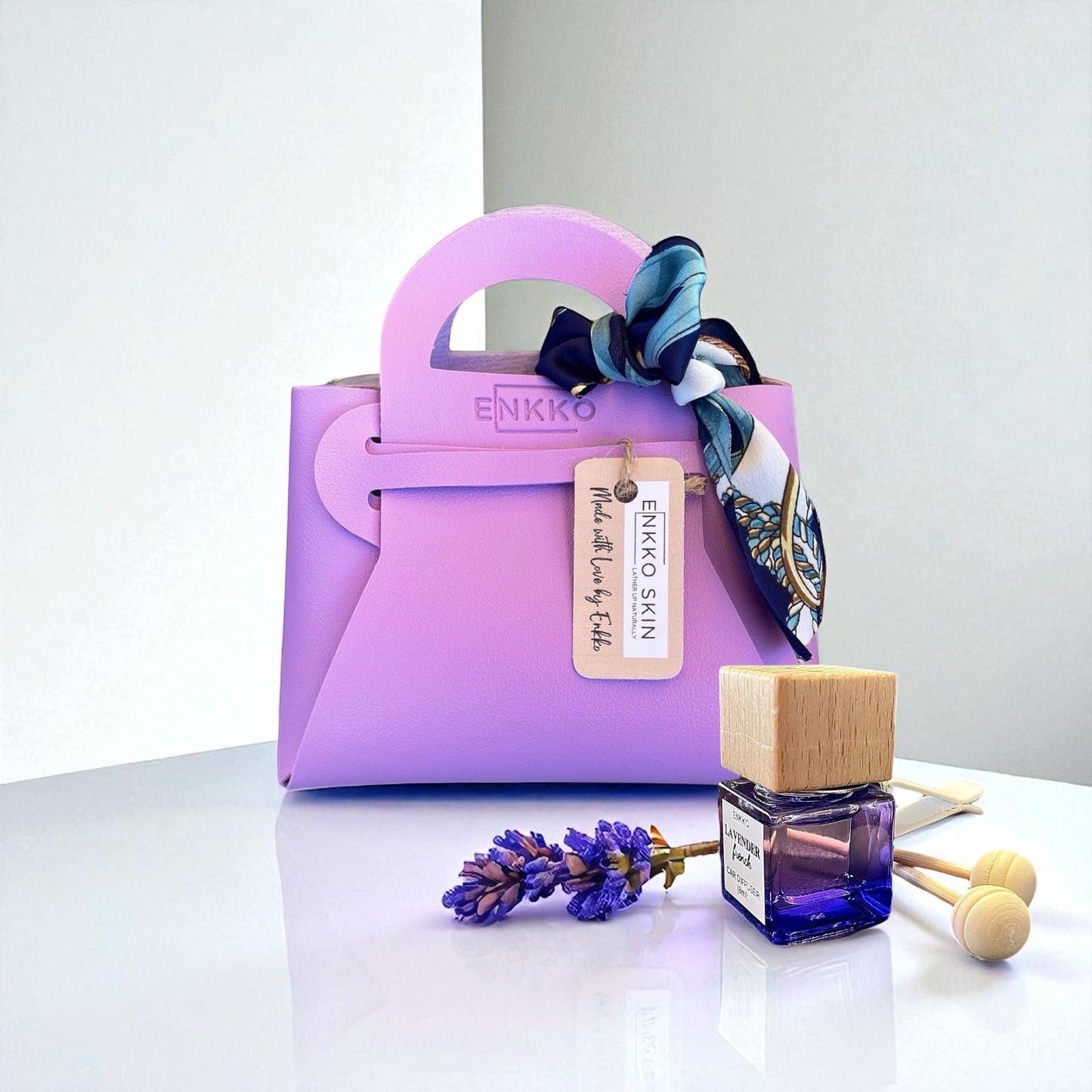 Soft Amethyst Gift Bag & Lavender Car Diffuser Set