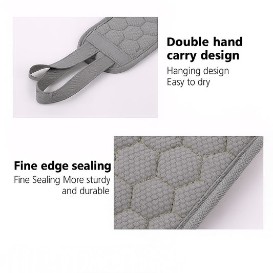 Deep Clean Spa Duo –– 2Pc Exfoliating Bath Glove & Back Scrubber Set –– Grey