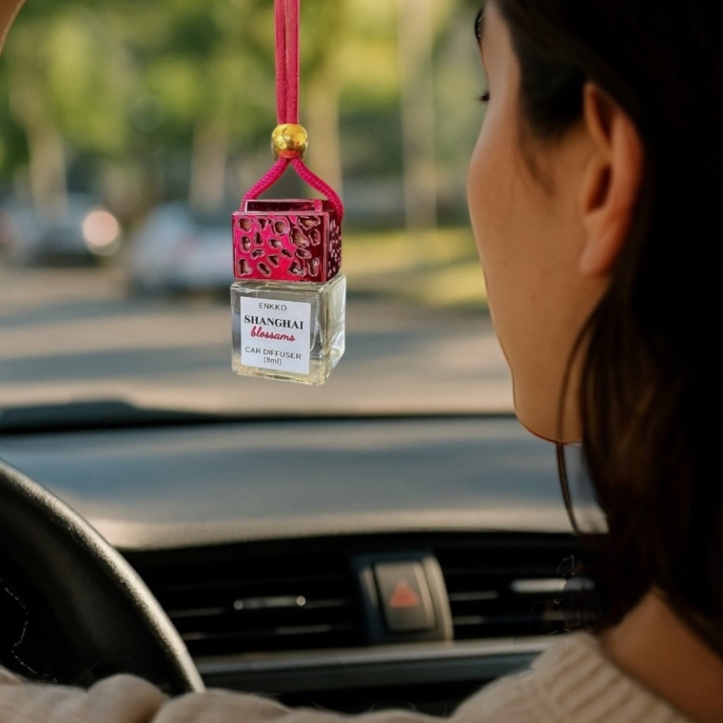 Shanghai Blossoms Car Diffuser - Glass Hanging Bottle