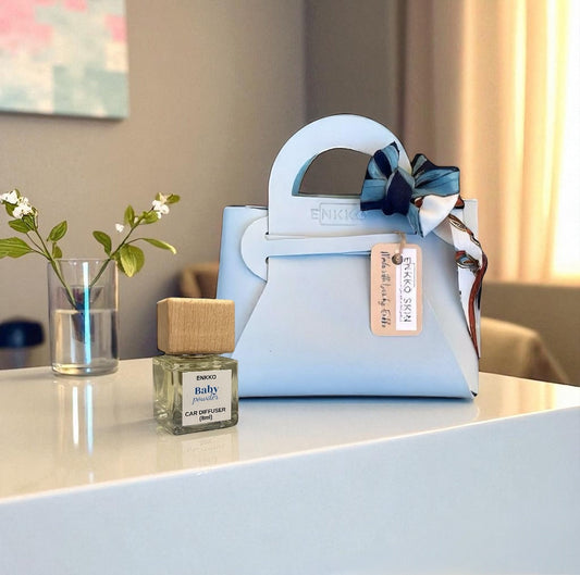 Baby Powder & Faux Leather Gift Set - Powder Blue
