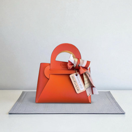 Faux Leather Mini Gift bag - Tangerine