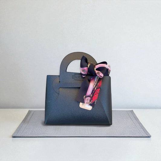 Faux Leather Mini Gift Bag - Onyx Black